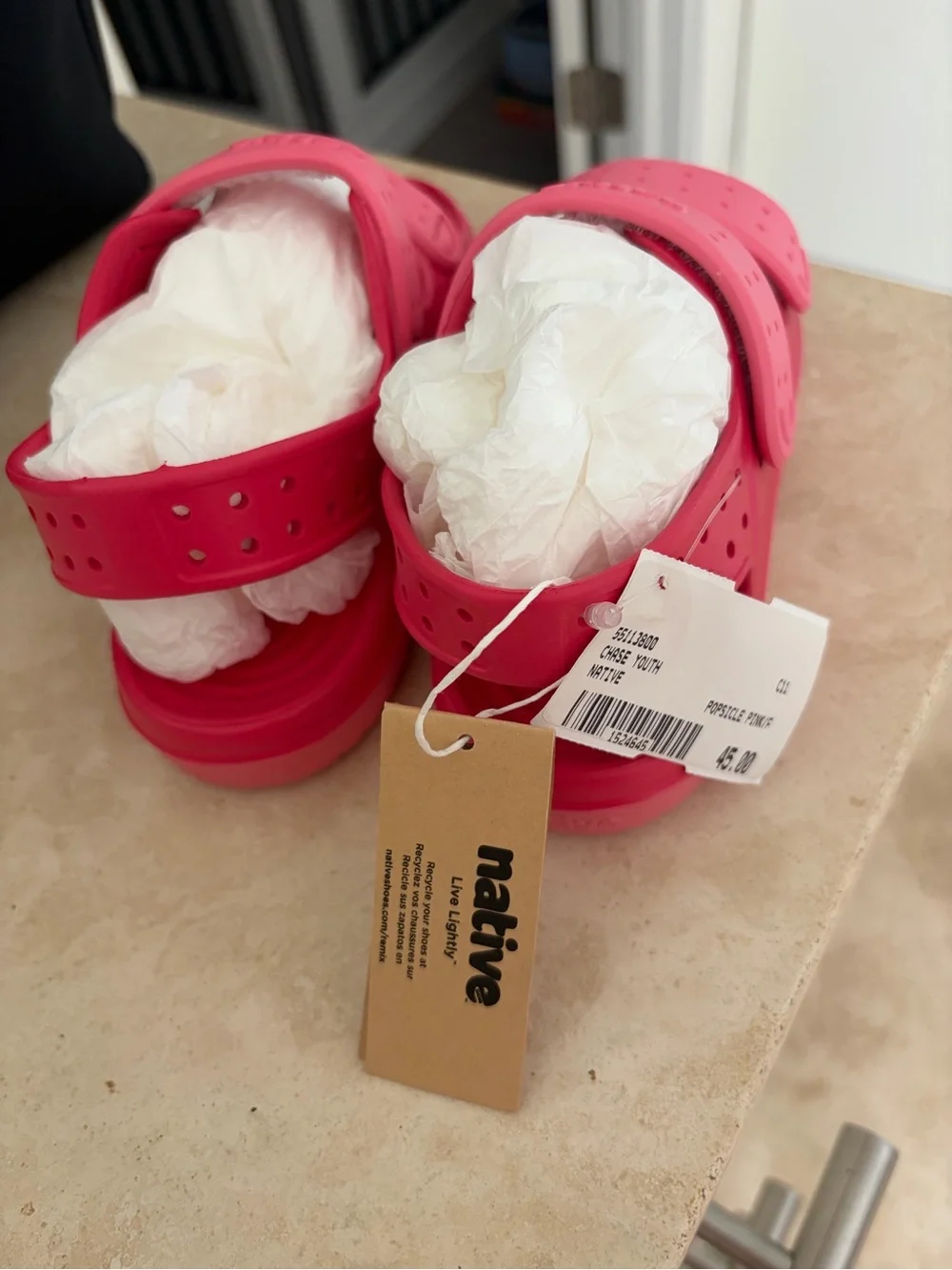 Native Kids Bright Pink Adjustable Double-Strap Sandals NWT